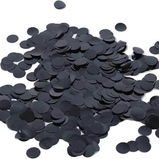 Black Metallic Glitter Foil Confetti 1.8oz - 0.6inch Round Table Confetti Dots {1}