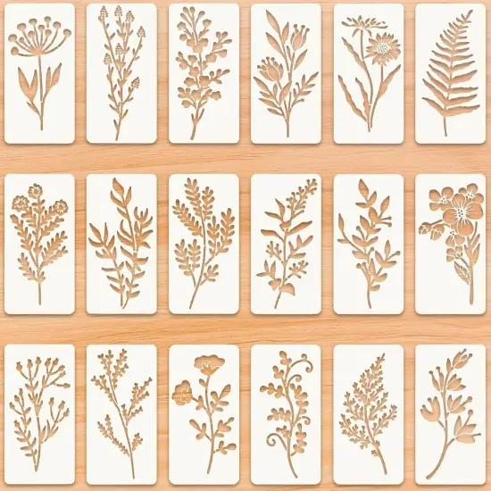 18 Sheet Reusable Flower Stencils for Painting,Stencils {1}