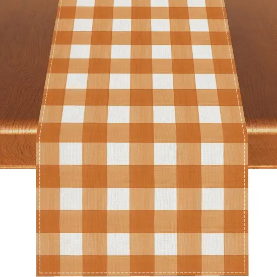 Linen Watercolor Black White Buffalo Check Plaid Table Runner {1}