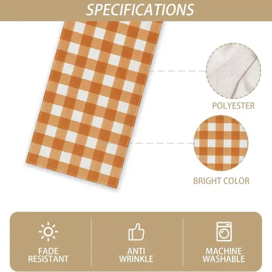 Linen Watercolor Black White Buffalo Check Plaid Table Runner {2}