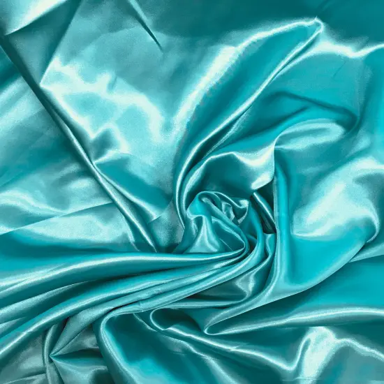 1 Yard Tiff Blue Shiny Satin Fabric Polyester Lightweight Smooth 58&Prime;-60&Prime; Wide {2}