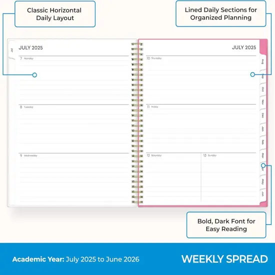 2025-2026 Academic Year Planner Calendar - 8.5" x 11" (Roosevelt Pink) {5}
