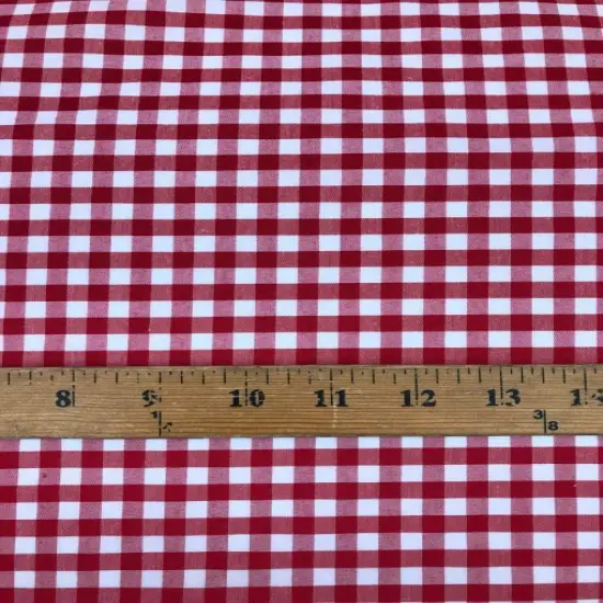 1 Yard Burgundy 1/4&Prime; Gingham Checkered Poly Cotton Fabric 58/59 Inch Wide Lightweight Sewing & Decor Material {1}