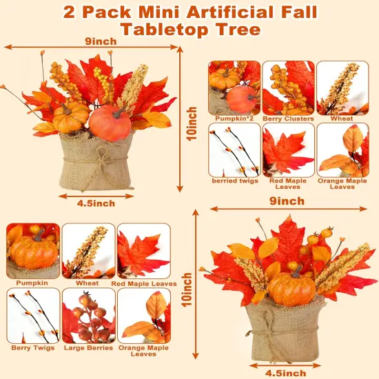 2 Styles Fall Decor 2 Pack 10 Inch Tabletop Fall Tree {2}