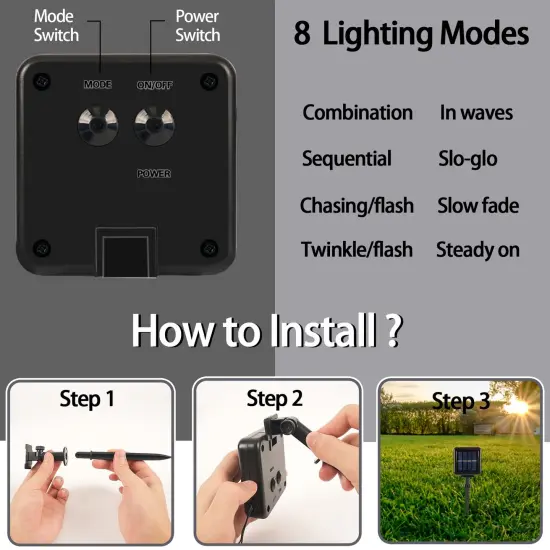 2 Pack Solar String Lights Outdoor, 200 LED Extra-Long 72FT Solar Powered Lights with 8 Lighting Modes, Waterproof Outdoor Lighting Decoration for Garden, Patio, Balcony, Xmas, Wedding, Party {4}