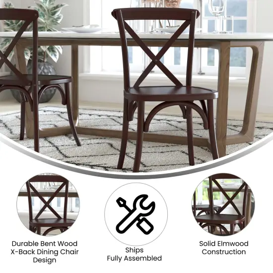 Emma and Oliver 2-pack X-Back Chair Walnut {3}