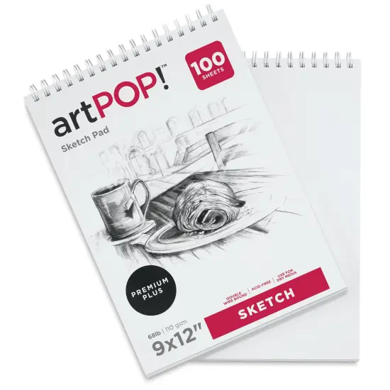 artPOP! Sketch Pads, 2-Pack, 9" x 12", 100 Sheets Each, 68 lb (110 gsm), Acid Free Paper for Dry Media, Top Wirebound Sketchpad for Drawing with Ink, Colored Pencil, Graphite, Charcoal, Pastels {3}