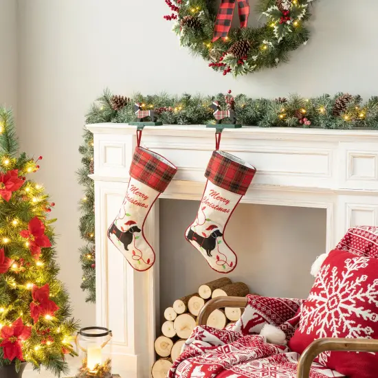 Wooden/Metal Reindeer/Dashshund Stocking Holder Set of 2-"Dachshund" {3}