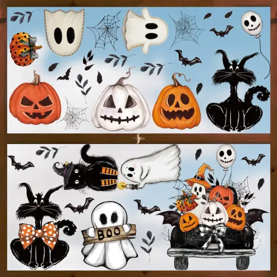50 PCS Halloween Window Clings - Jack-O-Lantern Pumpkin {3}