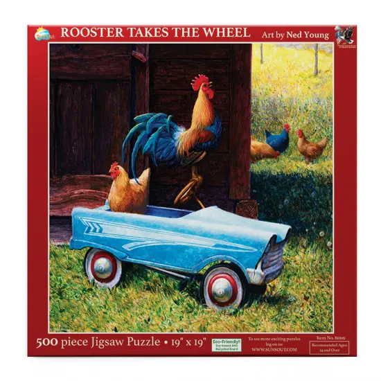 Sunsout Rooster Takes the Wheel 500 pc Jigsaw Puzzle 81010 {4}