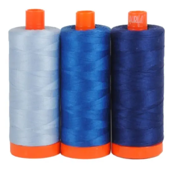 Aurifil Como Blue Color Builder Thread Set by Aurifil | (3 50wt Cotton Large Spools.) {3}
