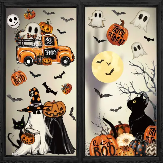 40 PCS Halloween Window Cling Sticker - Jack-O-Lantern Pumpkin {1}