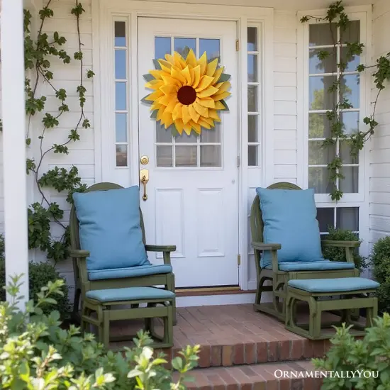 Charming Burlap Sunflower 22" Wreath, Vintage Front Door Decor with Rustic Farmhouse Style {2}