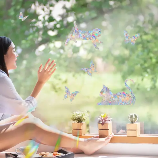 25 Pieces Cat Butterfly Anti-Collision Window Clings {4}