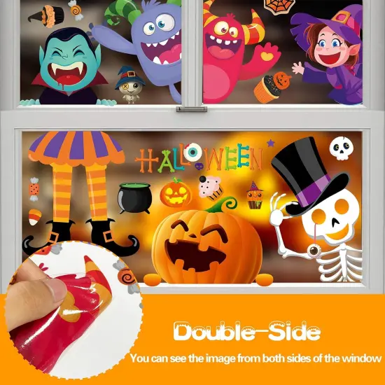 10 Sheets Halloween Window StickersDouble Sided - Halloween Window Clings - {2}