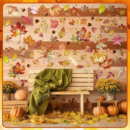 6 Sheets Thanksgiving Fall Wall Sticker Decorations - Maple Leaf {3}
