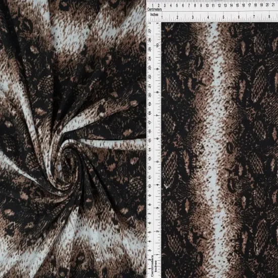 1 Yard DTY Brushed Snake Print Knit Fabric Soft Stretch 58/60" Width MOCHA {3}