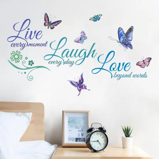 Live Love Laugh Set 3 Wall Motivational Decals - Green Blue Purple {2}