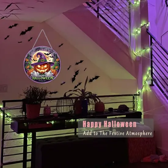 Halloween Diamond Art Painting Kit, Hanging Double Sided (Yellow-Pumpkin) {3}