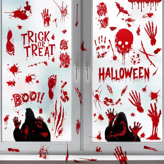 9 Sheets Bloodstained Halloween Window Stickers {1}