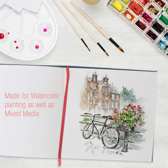 8.5" x 8.5" Watercolor Book (2 Pack, 76 Sheets Each) - 110lb (230 GSM) Linen-Bound Hardcover Artist Paper Pads - Acid-Free Cold-Pressed Watercolor Paper Pad Mixed Media {5}