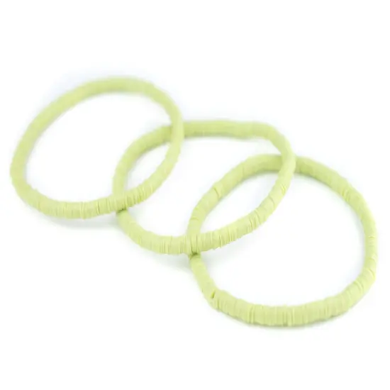 The Bead Chest Boho Stretch Bracelet, Lime Green - Stackable African Vinyl Heishi, Unisex for Men & Women {3}