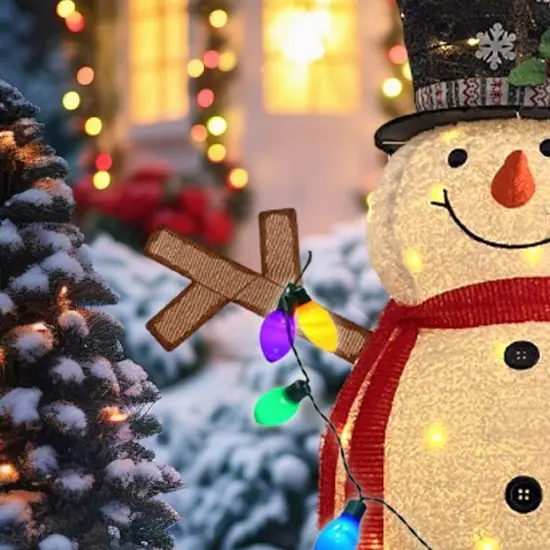 Classic Holiday Snowman with 200 LED Lights Outdoor Indoor Christmas Display 45 x 28 x 60 in {5}