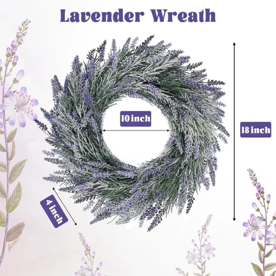18 Inch Artificial Lavender Spring Wreath for Front Door Wall {2}