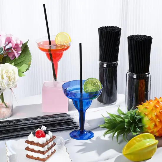 Gerrii 1000 Pcs Black Individually Wrapped Straws 10" Extra Long 6 mm Plastic Drinking Straws Disposable for Party Restaurant Home Milkshakes Coffee Juice Beverage Smoothie {2}