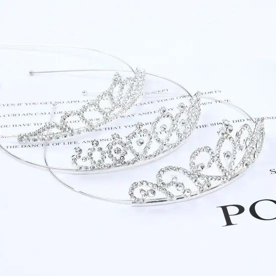 8 Pack Birthday Tiaras, Rhinestone Crystal Princess Crowns, Silver Headbands for Women {5}