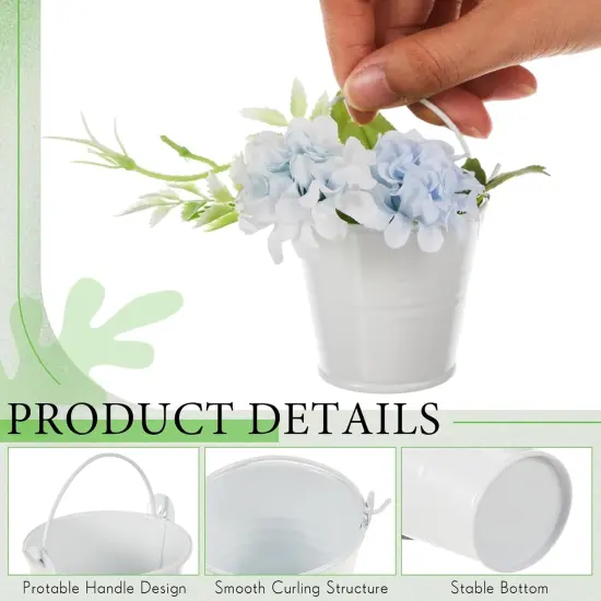 50 Pcs Wedding Mini Metal Buckets with Handle {2}