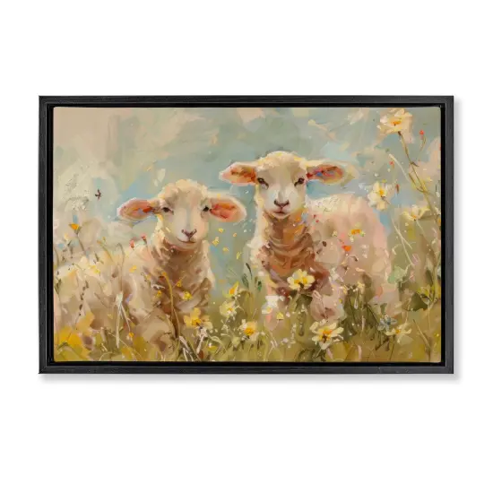 Stupell Industries Spring Lambs in Meadow Floating Frame, design by LSR Design Studio {1}