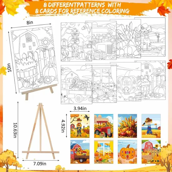 72 Pieces Pre Drawn Canvas Paint Kit - 8" x 10" (Fall) {2}