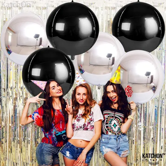 Large Black and Silver Balloons(Black and Silver) {3}