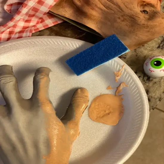 Halloween Skeleton Hands Realistic Life Size Fake Plastic Zombie Hands for Halloween Scary Props Decoration, 1 Pair {4}