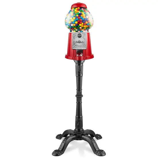 Olde Midway 15" Gumball Machine with Stand, Vintage-Style Bubble Gum Candy Dispenser with Glass Globe and Metal Base {1}