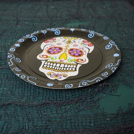 Day Of The Dead 9" Round Disposable Plate 8 Pack {5}