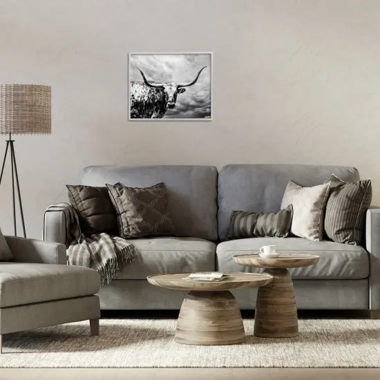 Stupell Industries Spotted Longhorn over Clouds Framed Giclee By PHBurchett {2}