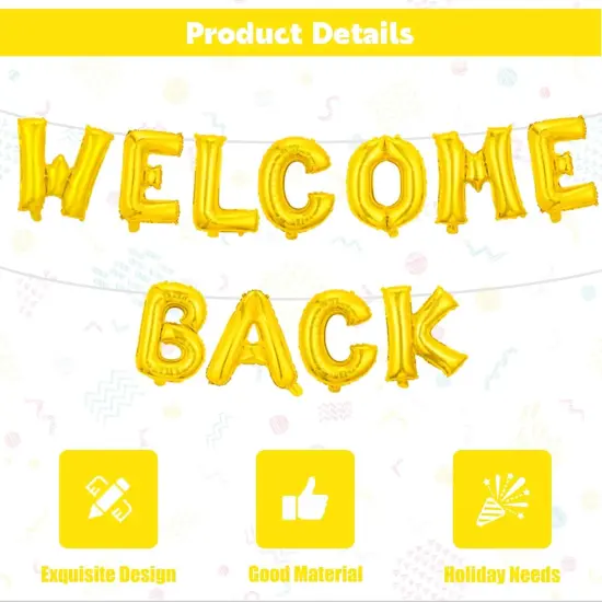 Welcome Back Foil Mylar Balloon Gold {2}