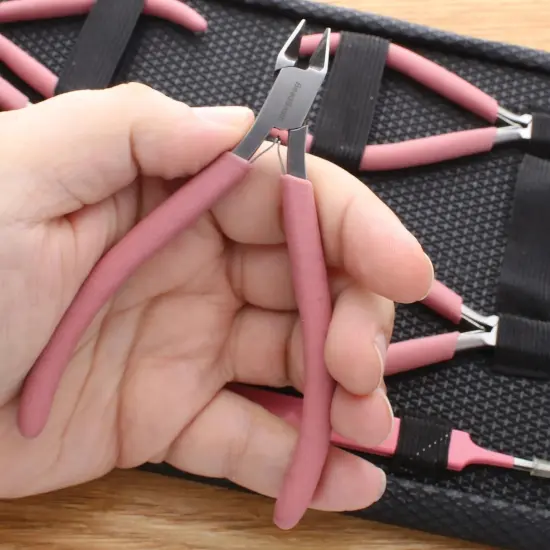 The Beadsmith Fashion Color Pliers &ndash; Slimline Color-Coordinated Tools &ndash; Matching Clutch in Beige &ndash; Jewelry Making Supply Kit to Create Necklaces, Bracelets, Earrings & More Bubblegum {2}