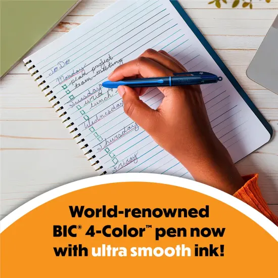 BIC 4-Color Smooth Retractable Ballpoint Pens, Medium Point (1.0mm), 12-Count Pack, Colored Pens with Long-Lasting Ink {4}