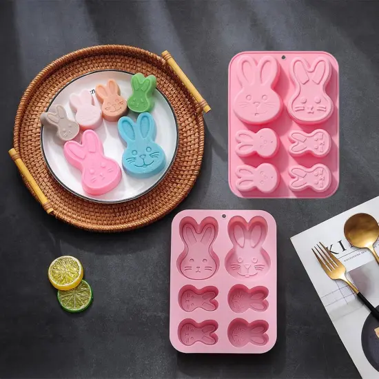 3D Easter Bunny Silicone Mold for Chocolate 2 Pack Large Easter Bunny Molds for Baking Jello Candy Molds Easter Soap Molds for Hot Chocolate Bombs Ice Cube Candle Cupcake Decorations (large bunny) {4}