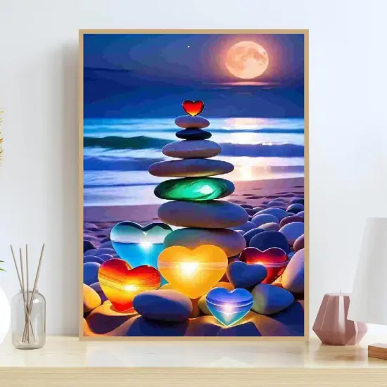 Beach Love Diamond Painting Kits for Adults, 5D Sea Stone Diamond Art Kits for Beginners {4}