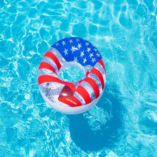Swimline Inflatable Americana Glitter Swimming Pool Ring - 30" Multicolor {1}