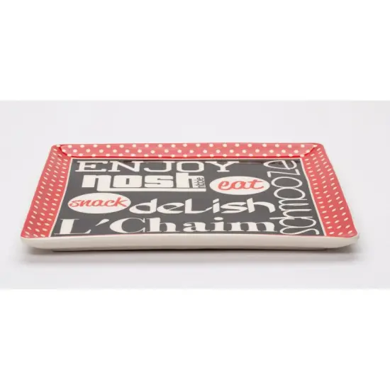 Ceramic L'Chaim Nosh Plate, Home Decor, Jewish Decor, Kitchen Decor, Gift for Her, Gift for Mom {3}