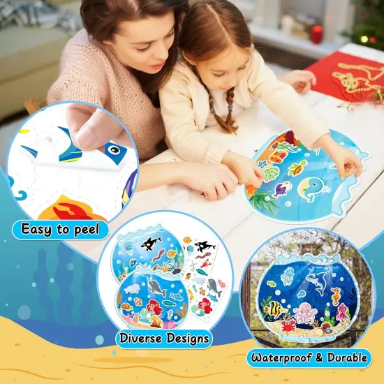24 Sheets Ocean Stickers with Under The Sea Scenes, Make Your Own Sea Life Animal Fish Stickers, Ocean Summer Crafts Activities for Kids {2}