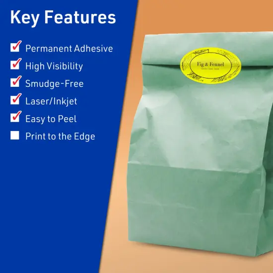 Avery Neon Yellow Paper Labels, 1.5" x 2.5" Oval {2}