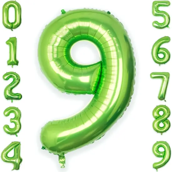Helium Number Balloons 0-9 Lime Giant Digital 9th Foil(Lime Green) {1}