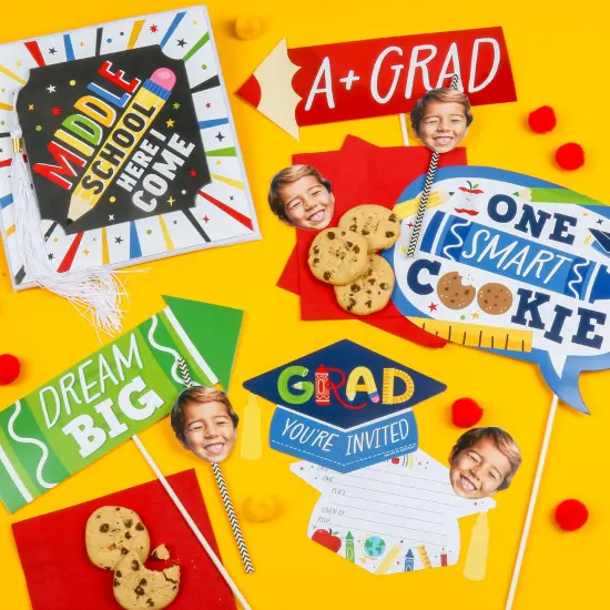 Big Dot of Happiness Middle School Here I Come - Elementary Graduation Cap Decorations Kit - Grad Cap Cover {4}