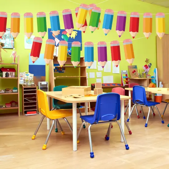 60 Pcs Back to School Pencil Banner Colorful Pencil Hanging Banner {5}